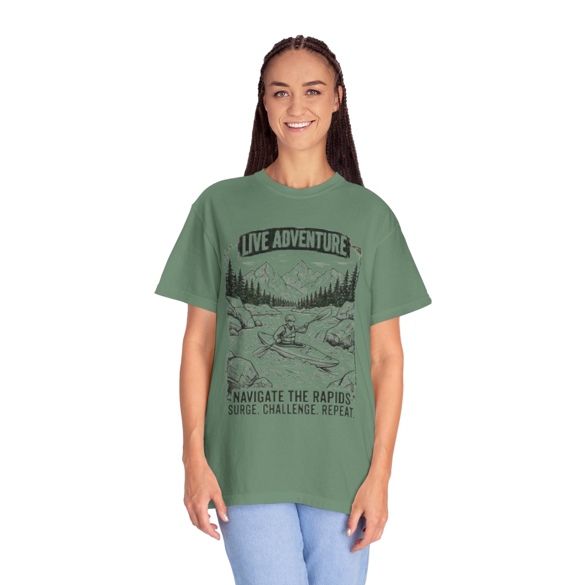 "Live Adventure - Kayak" Unisex Garment-Dyed Tee