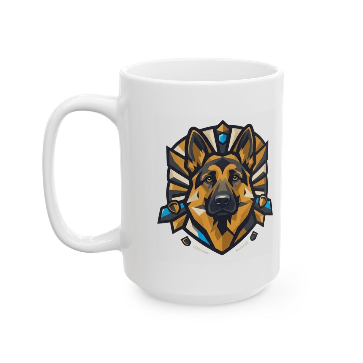 "German Shepherd Guardian Loyal Brave" White Ceramic Mug — Graphic