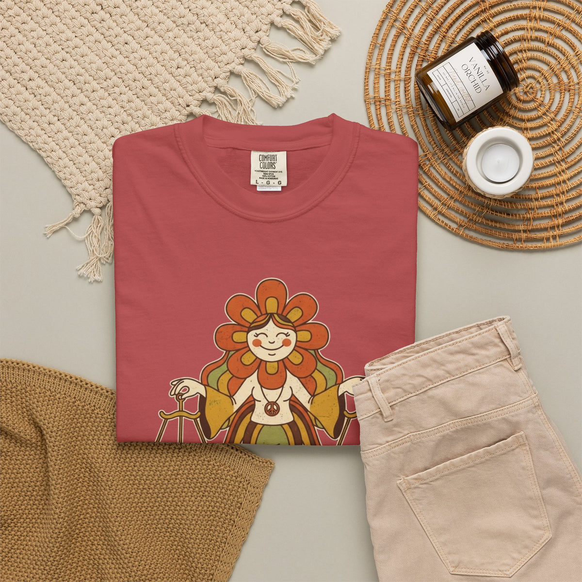 "Retro Mascot Groovy Libra" Unisex Garment-Dyed Tee