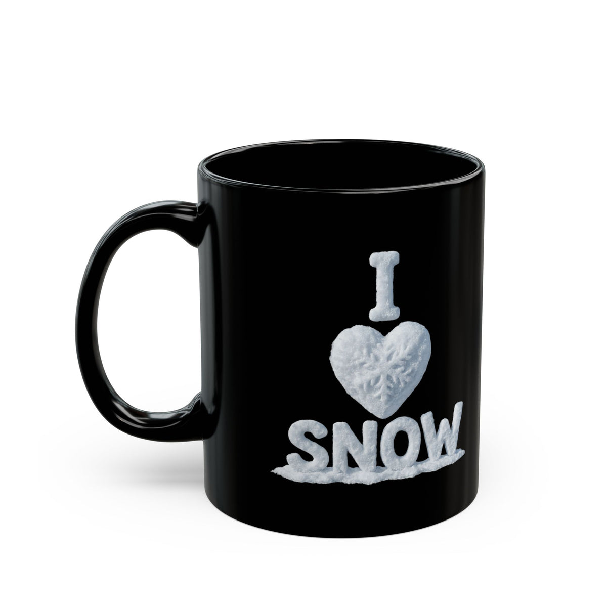 "I Love Snow" Black Ceramic Mug