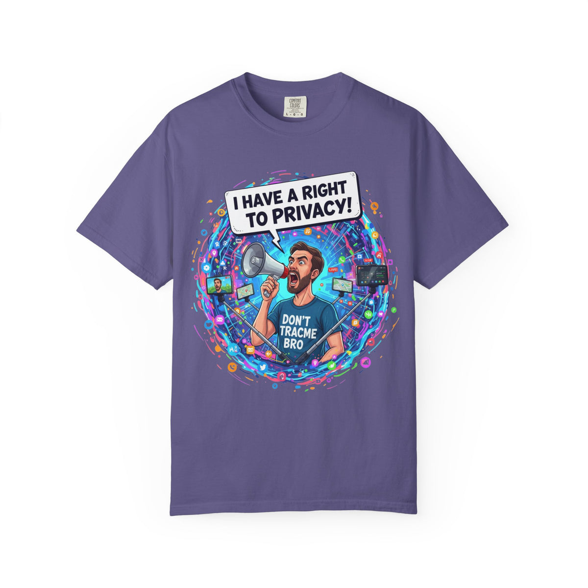 Color: Grape | The Right to Privacy  Unisex Garment-Dyed T-shirt