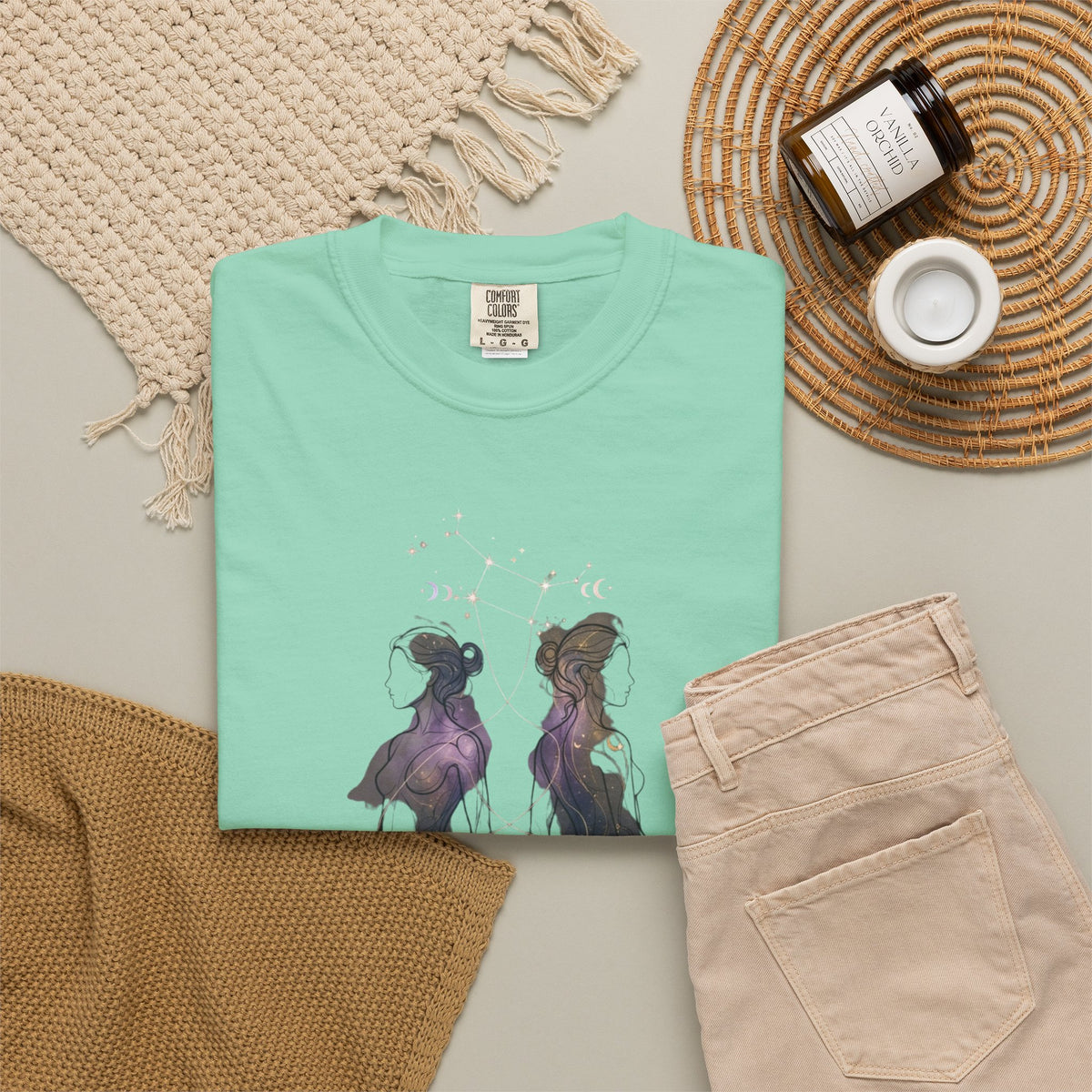 Gemini The Celestial Twins Unisex Garment-Dyed Tee