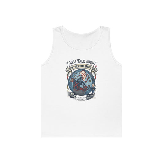 Color: White | Loose Talk About Countries That Aren't His Tank Top