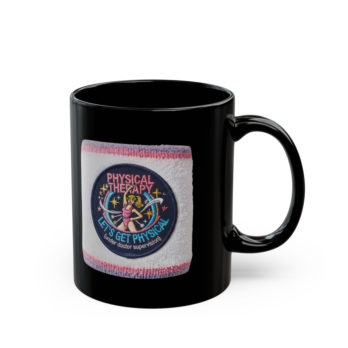"Let's Get Physical" Black Ceramic Mug