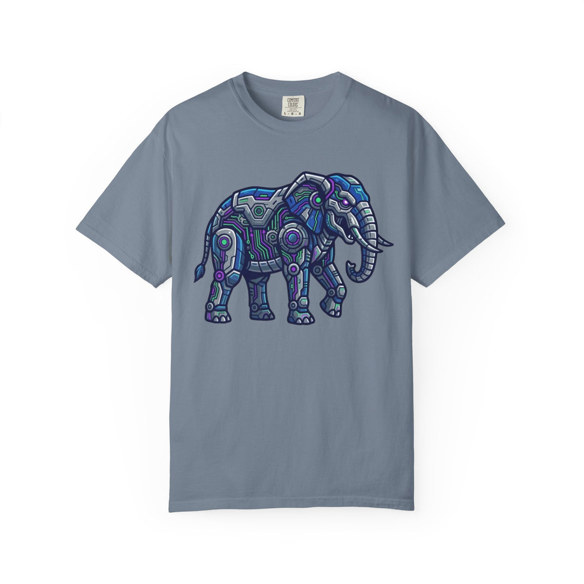 Color: Blue Jean | Cyber Elephant Unisex Garment-Dyed Tee