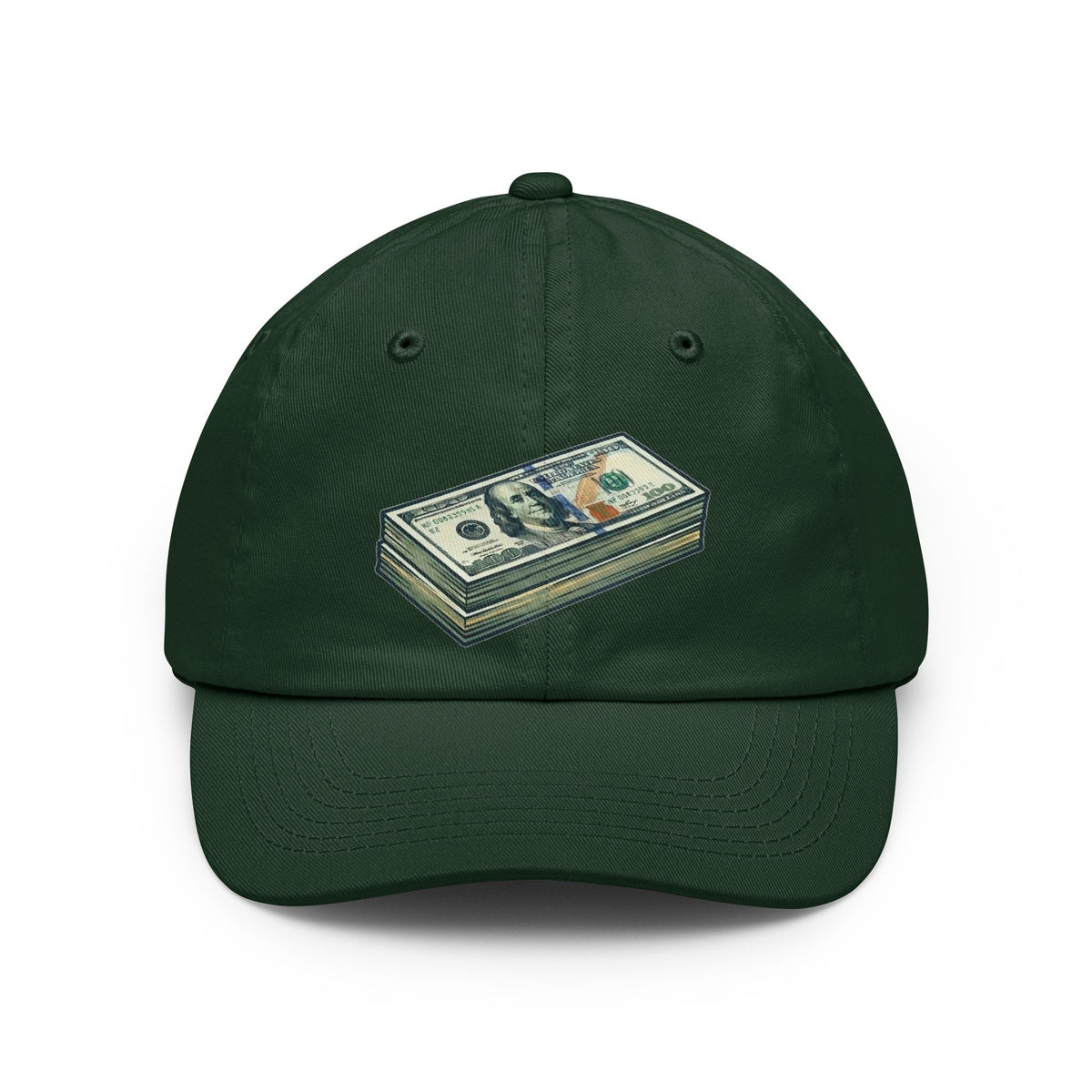 Color: Forest Green | 100 Bucks Dad Hat — Graphic