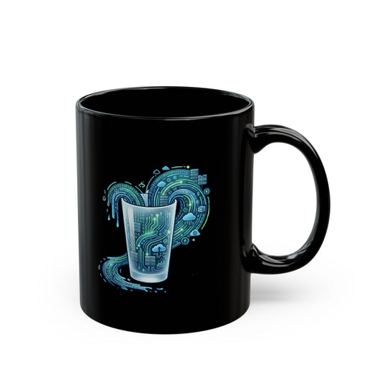 "Glass of Data" Black Ceramic Mug
