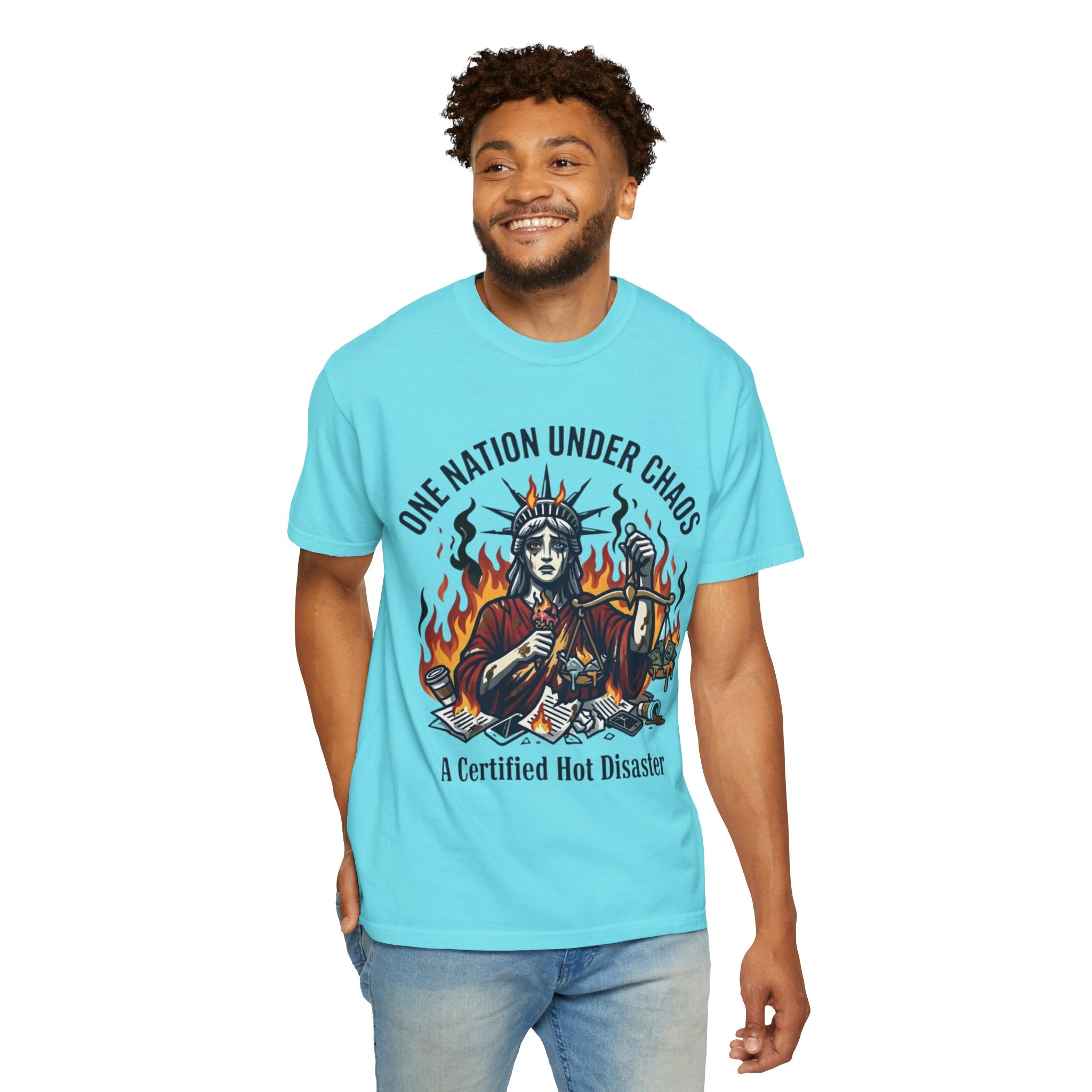 "One Nation Under Chaos" Unisex Garment-Dyed Tee