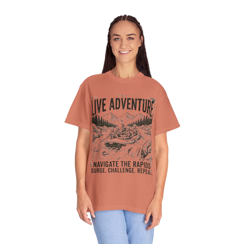 "Live Adventure - Rafting" Unisex Garment-Dyed Tee