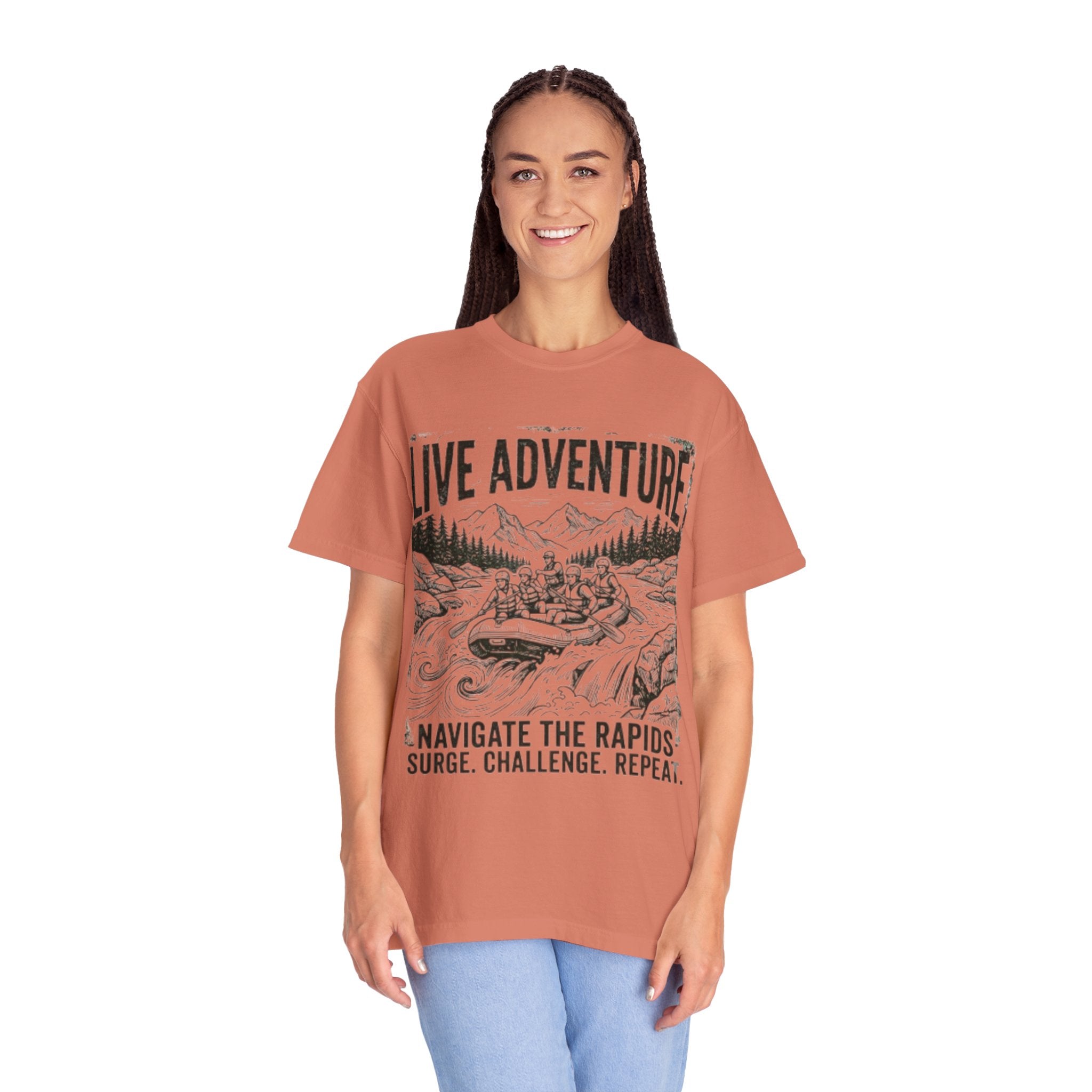 "Live Adventure - Rafting" Unisex Garment-Dyed Tee
