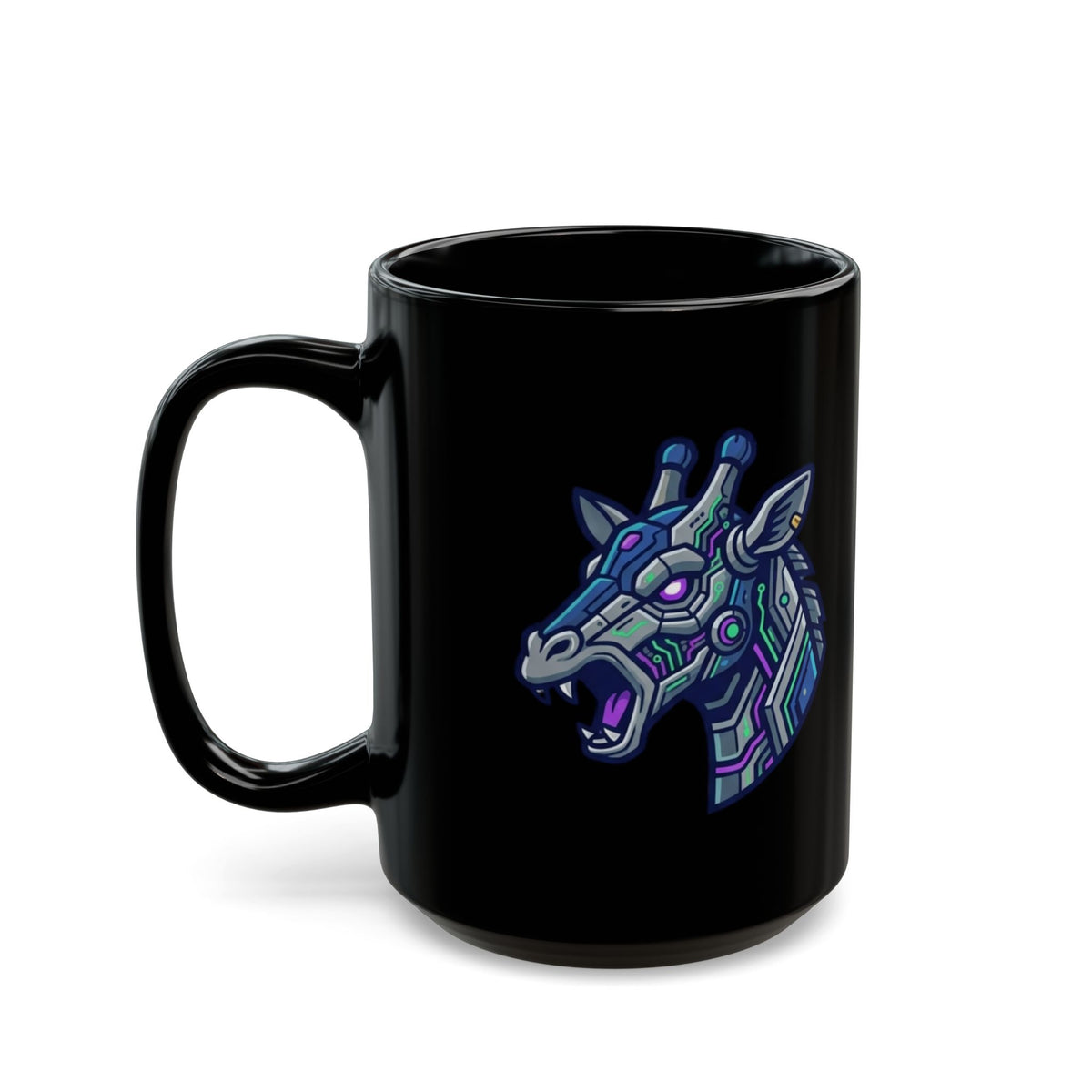 "Cyber Giraffe" Black Ceramic Mug — Graphic