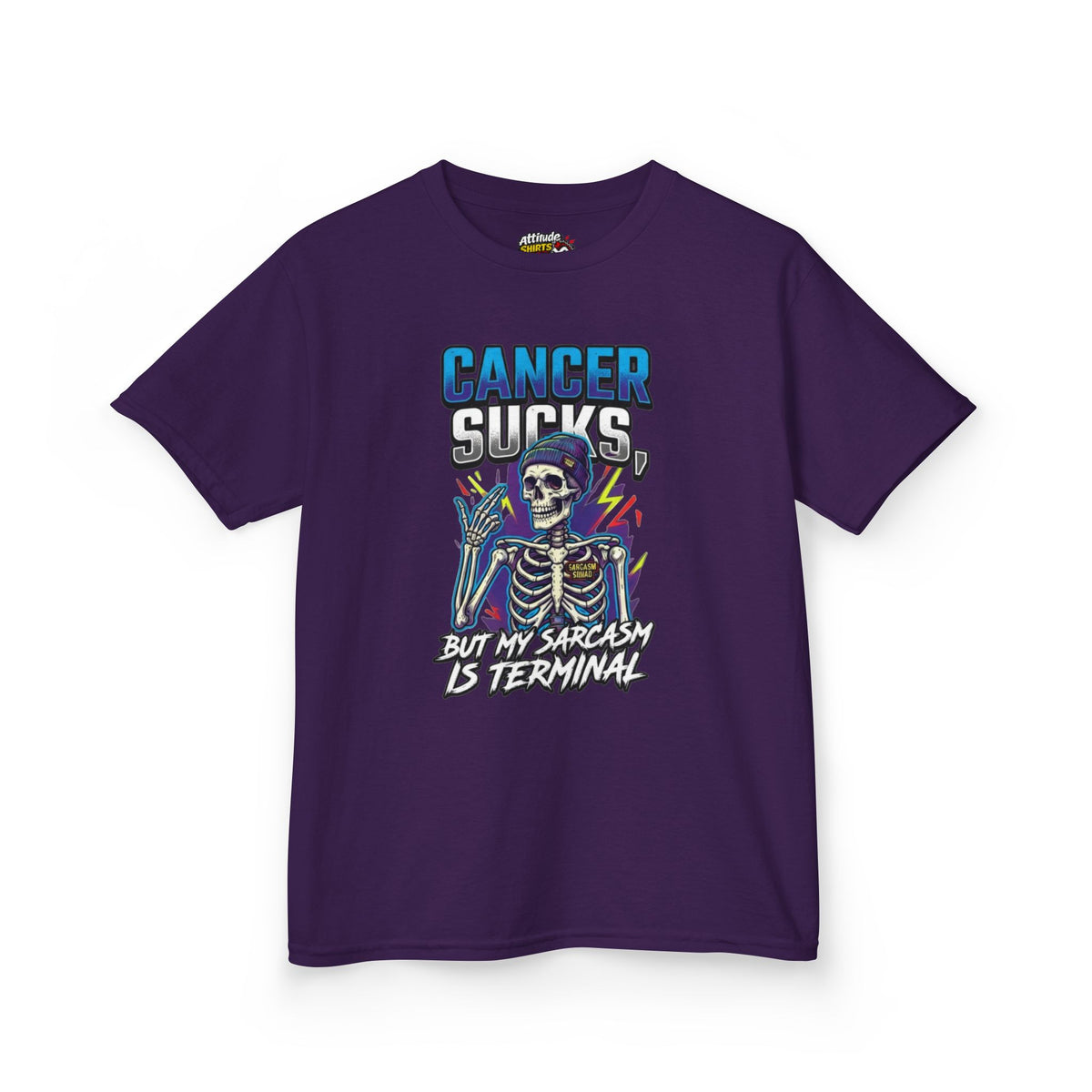 Color: Purple | Cancer Sucks But My Sarcasm Is Terminal Kids Tee