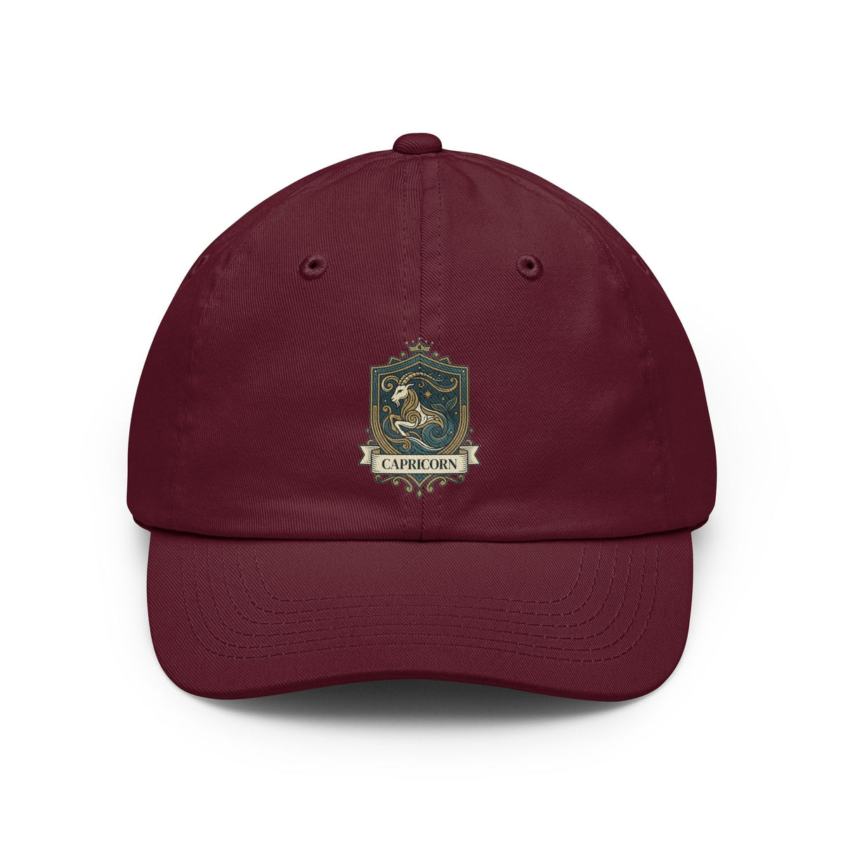Color: Maroon | Capricorn- The Sea-Goat Crest Dad Hat