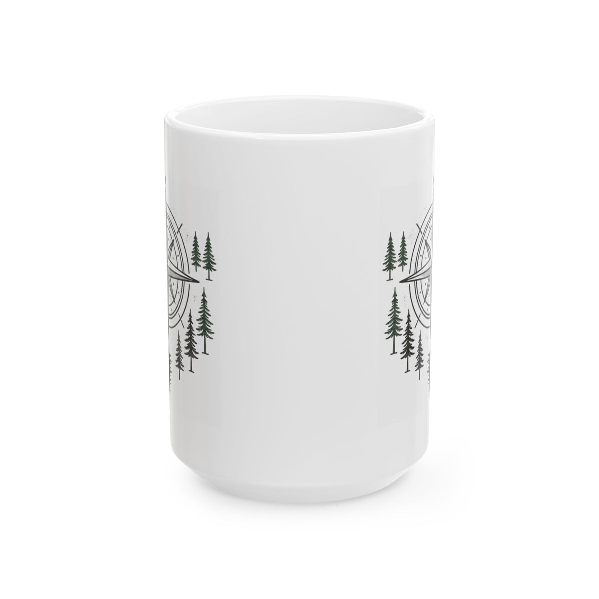 "Compass" White Ceramic Mug — Graphic
