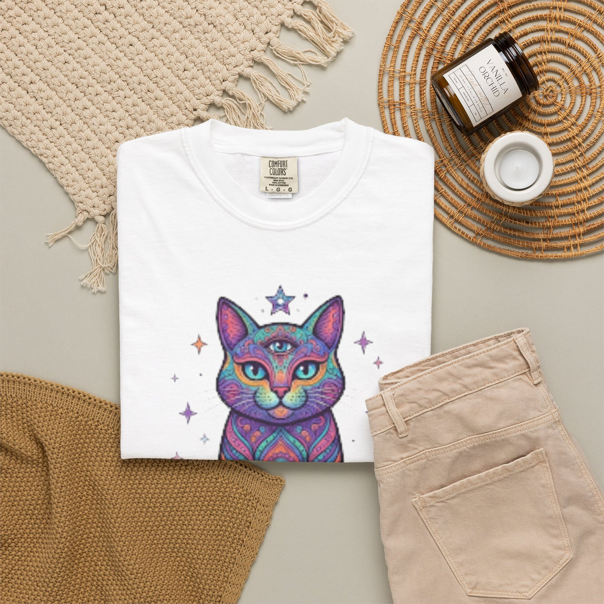 "Hippy Cat" Unisex Garment-Dyed Tee