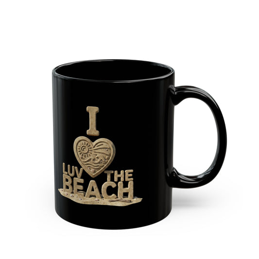 "I Luv The Beach" Black Ceramic Mug