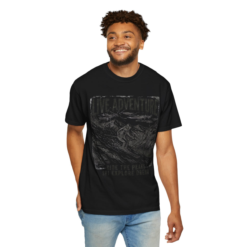 "Live Adventure - Ski" Unisex Garment-Dyed Tee