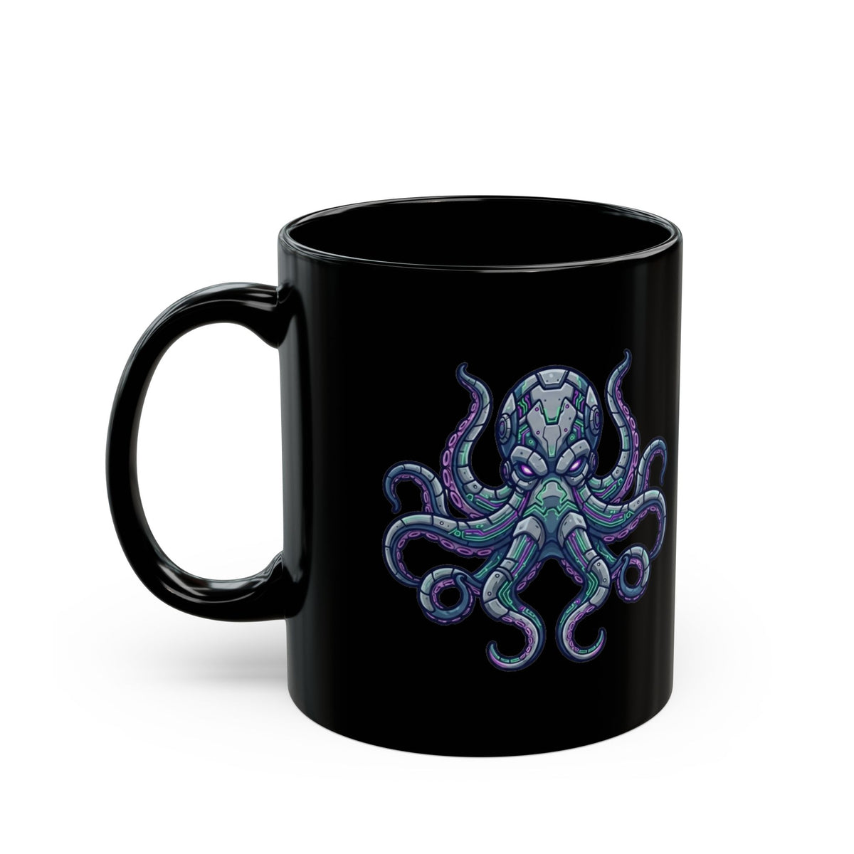 "Cyber Octopus" Black Ceramic Mug
