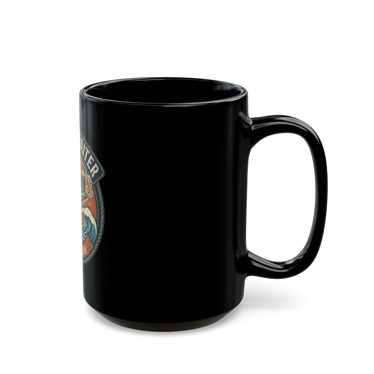 "Master Baiter" Black Ceramic Mug — Graphic