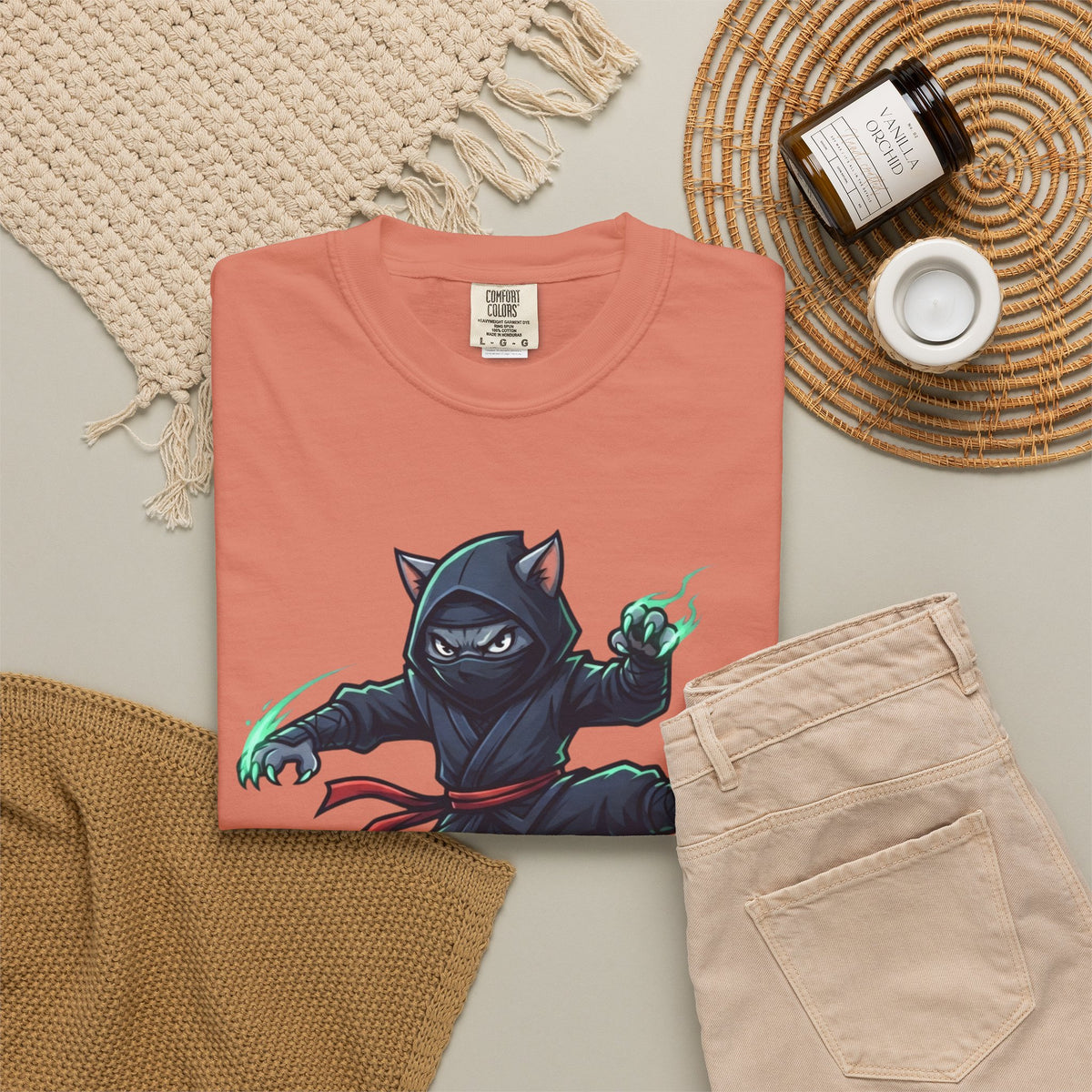 "Ninja Cat Credible" Unisex Garment-Dyed Tee