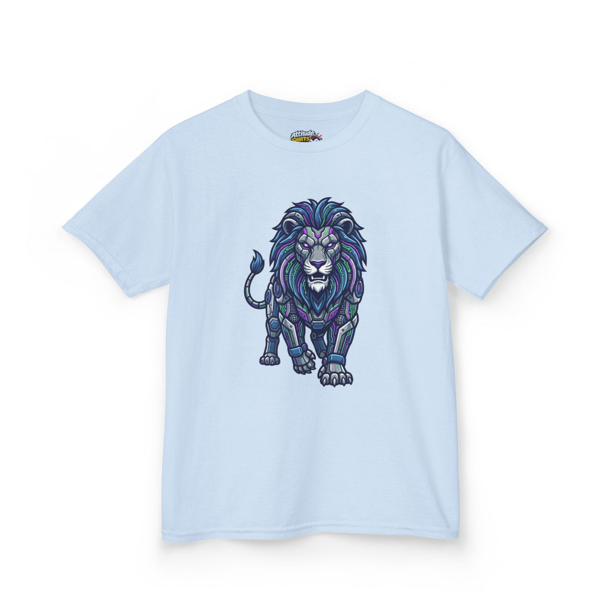 Color: Light Blue | Cyber Lion Kids Tee