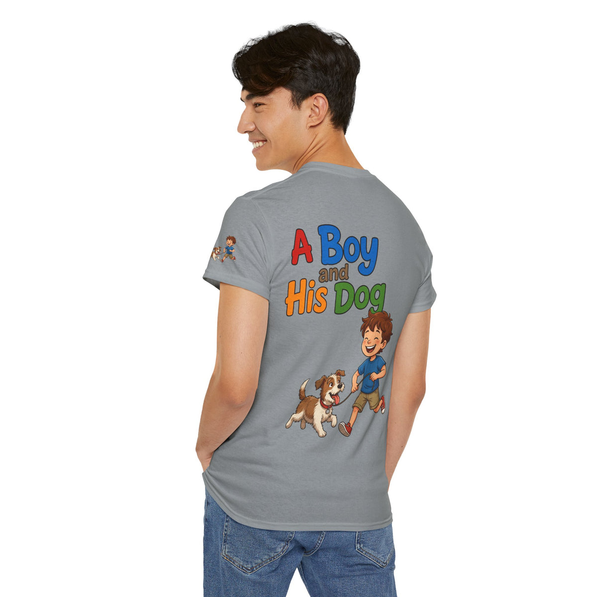 Color: Gravel | A Boy And His Dog Premium Graphic Tee