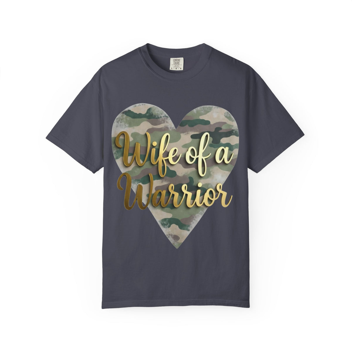 Color: Navy | Wife of a Warrior Unisex Garment-Dyed T-shirt