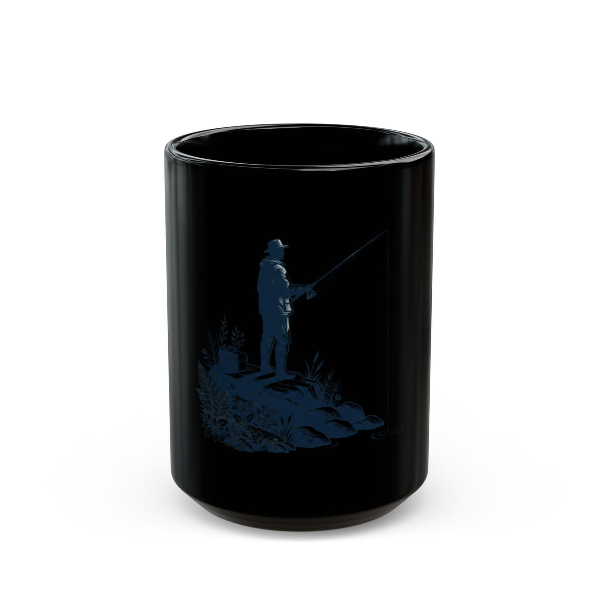 "Fishing" Black Ceramic Mug