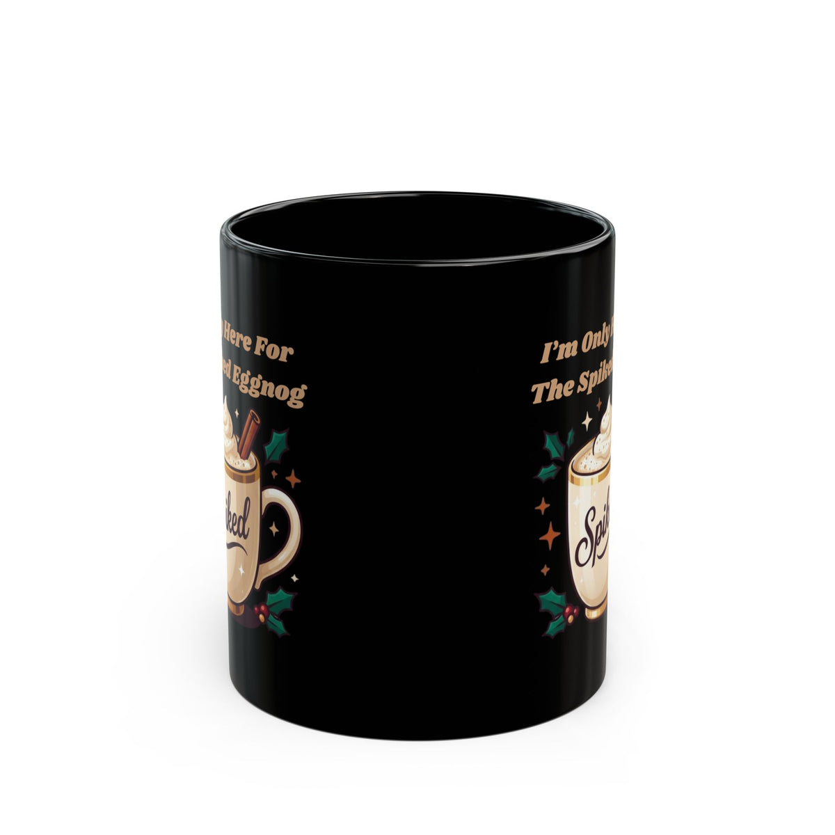 "Spiked Eggnog" Black Ceramic Mug