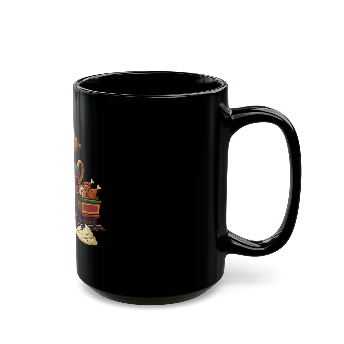 "Next Stop Food Coma" Black Ceramic Mug — Graphic