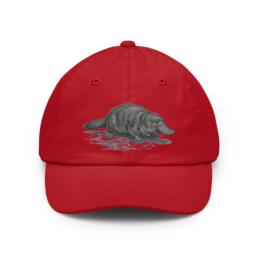 Color: Red | Pencil Sketch Art Platypus Dad Hat