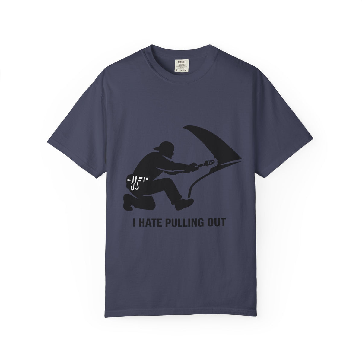 Color: Denim | I Hate Pulling Out Mechanic Unisex Garment-Dyed T-shirt