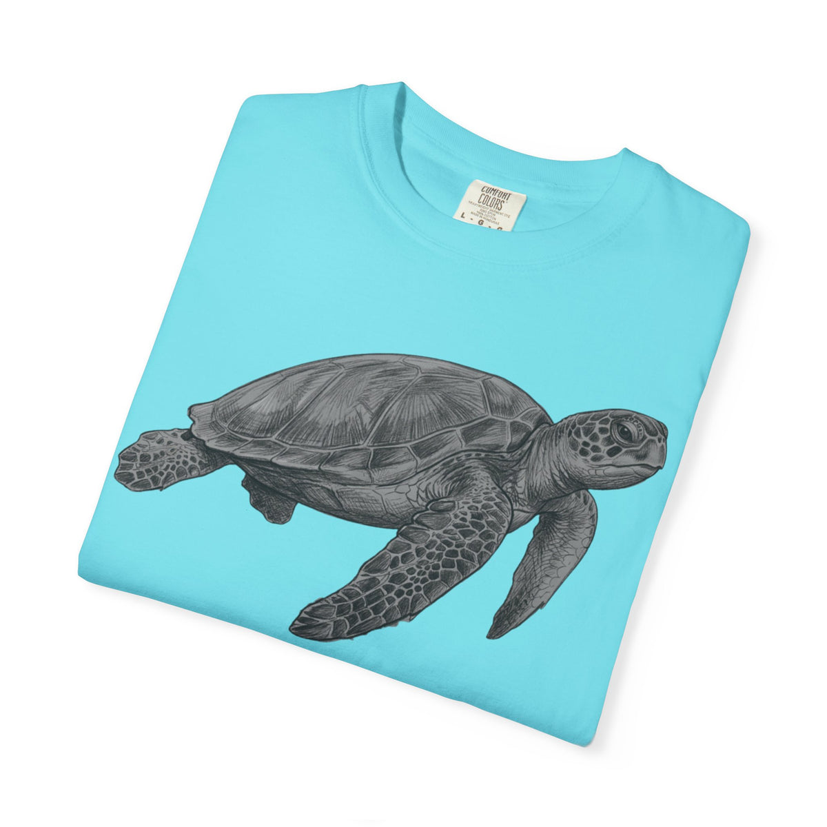"Pencil Sketch Art Sea Turtle" Unisex Garment-Dyed Tee