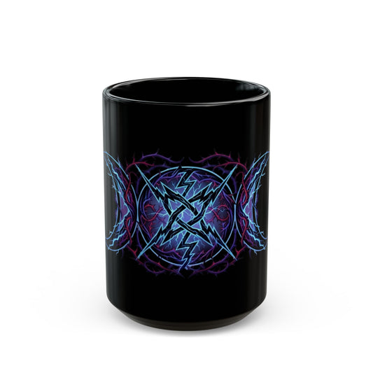 "Triple Goddess Tempest" Black Ceramic Mug