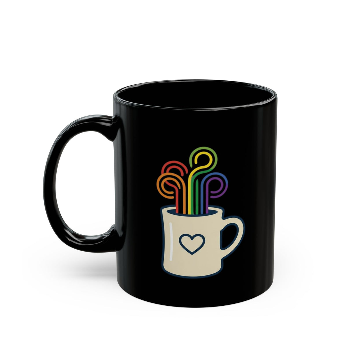 "Strong Loud Extra Steamy" Black Ceramic Mug — Graphic