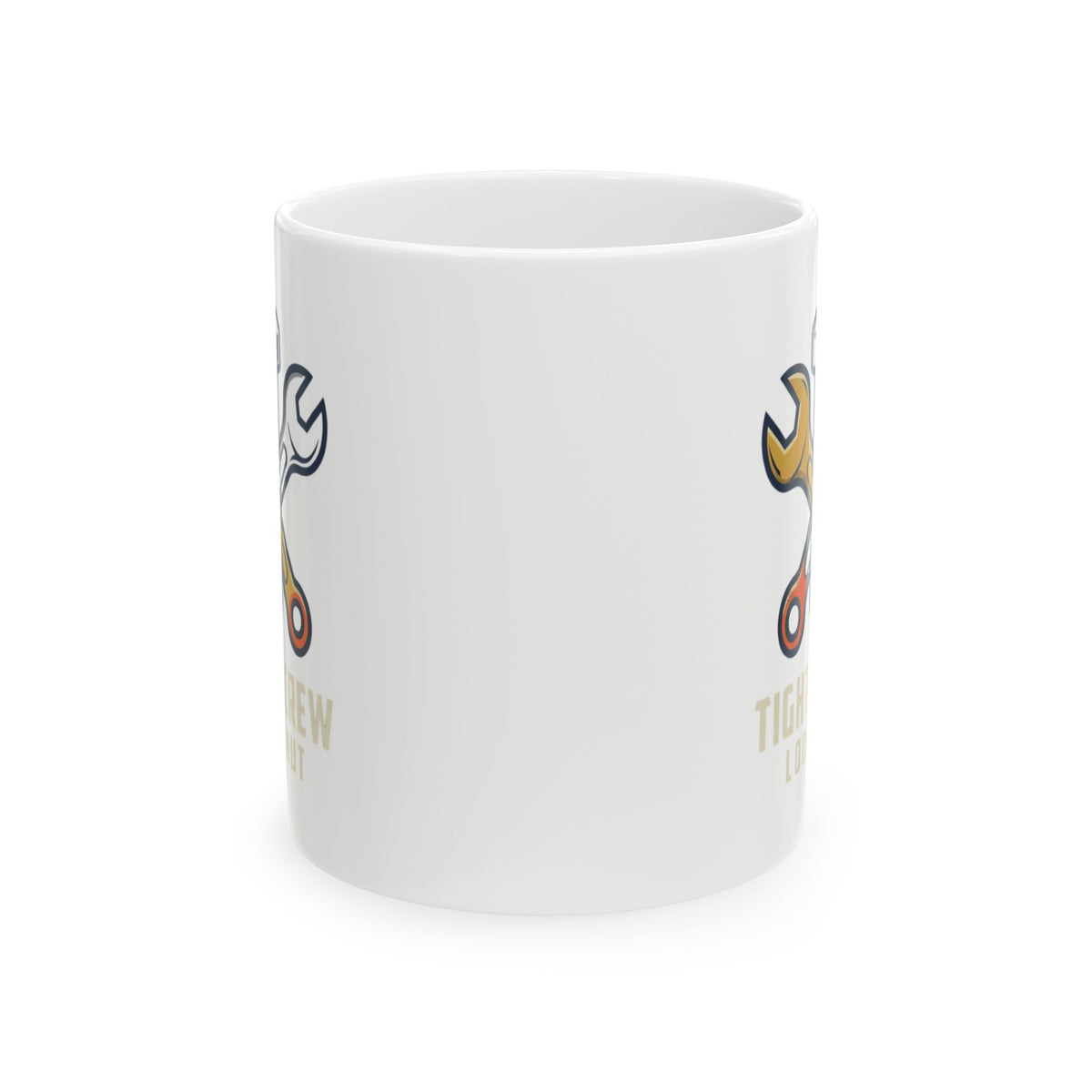 "Tight Screw and a Loose Nut" White Ceramic Mug — Graphic