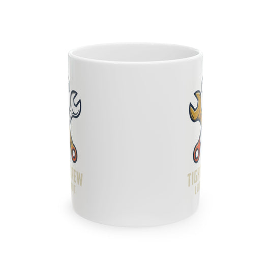 "Tight Screw and a Loose Nut" White Ceramic Mug — Graphic