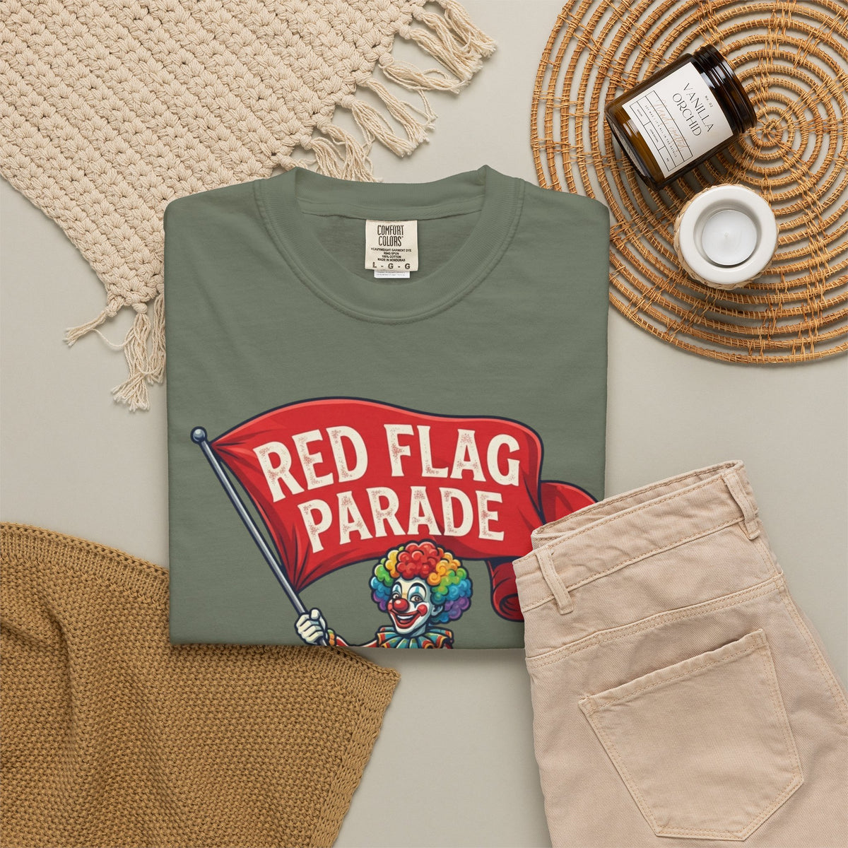 "Red Flag Parade" Unisex Garment-Dyed Tee
