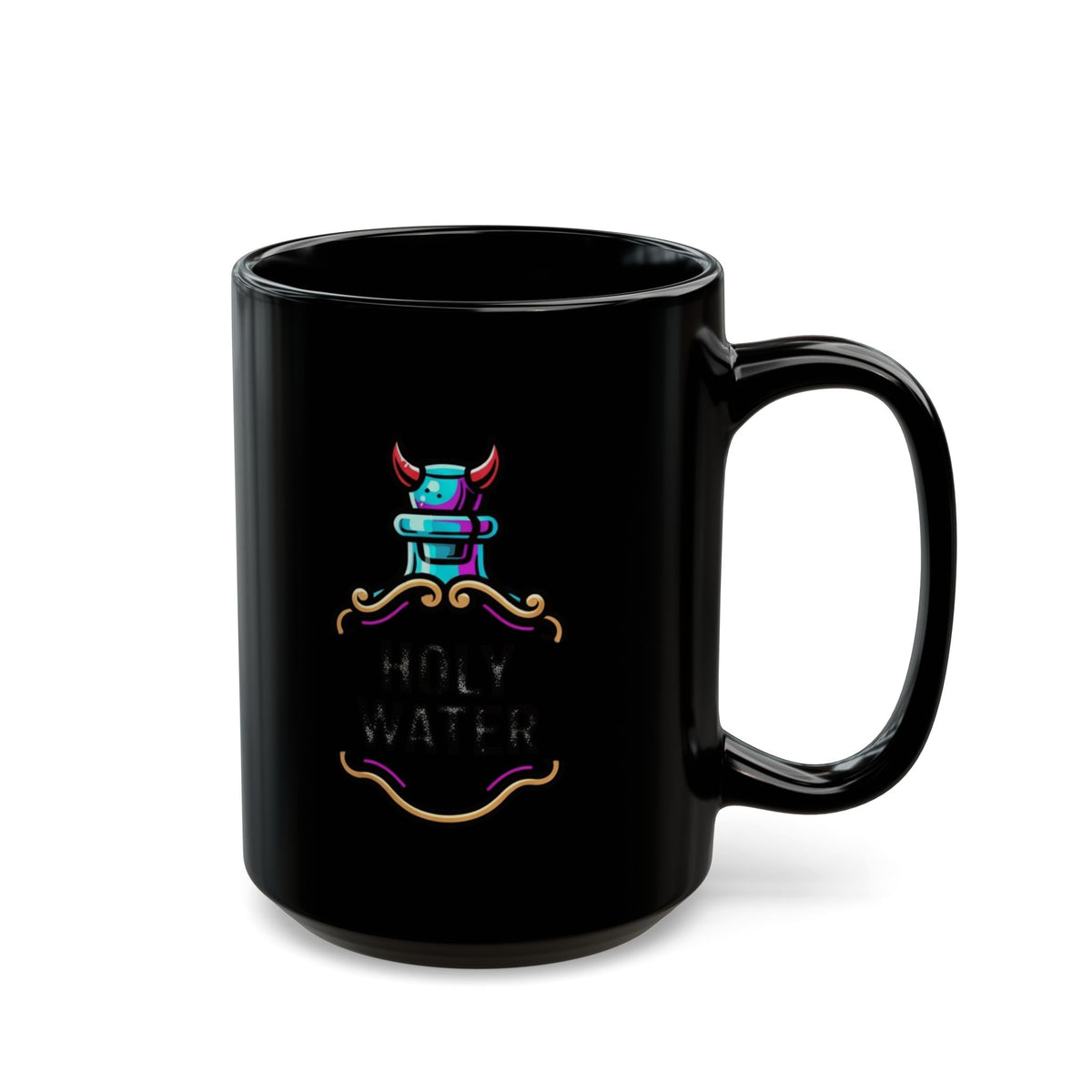 "Holy Lube" Black Ceramic Mug — Graphic