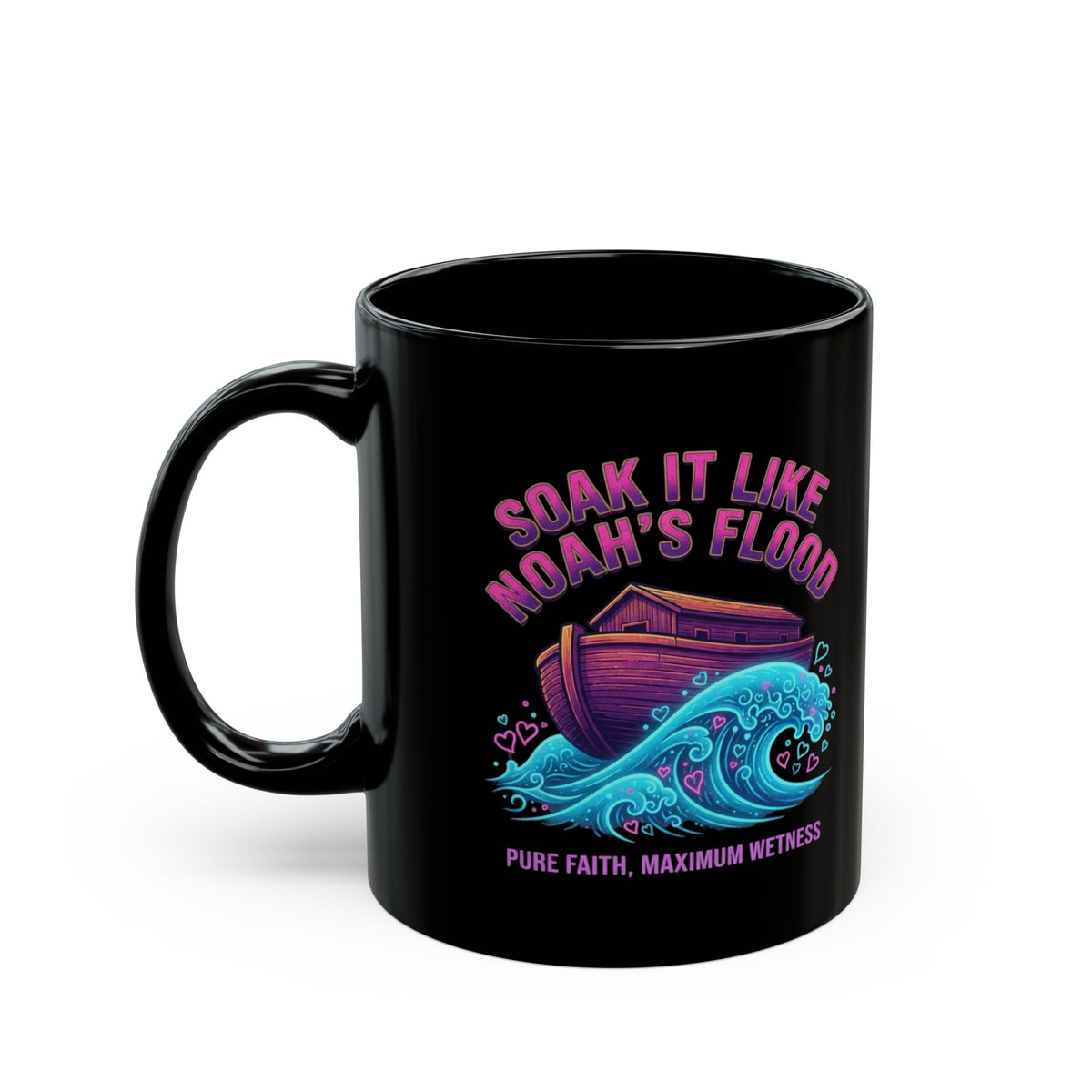 "Good Book Series Soak it Like Noah's Flood" Black Ceramic Mug