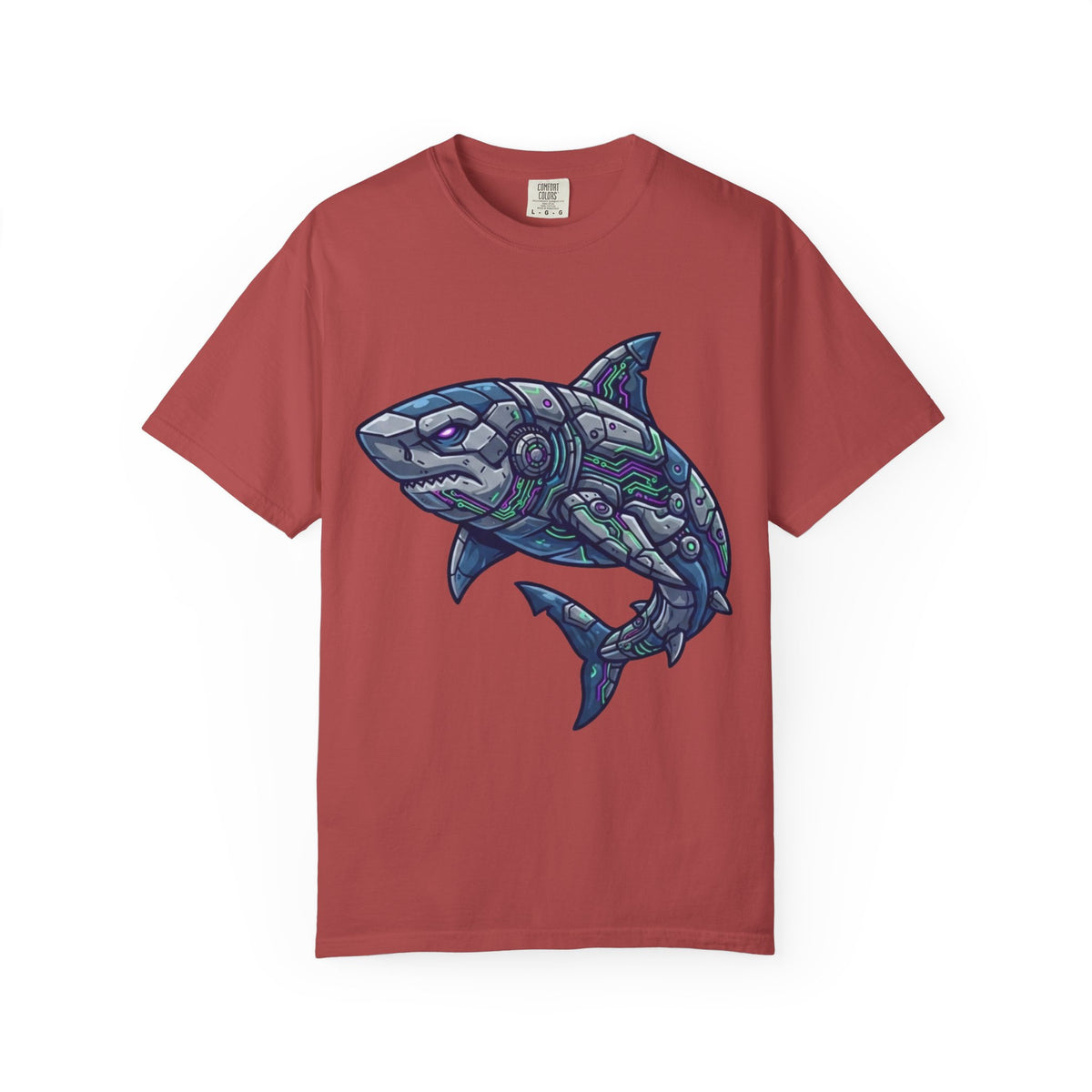 Color: Crimson | Cyber Shark Unisex Garment-Dyed Tee