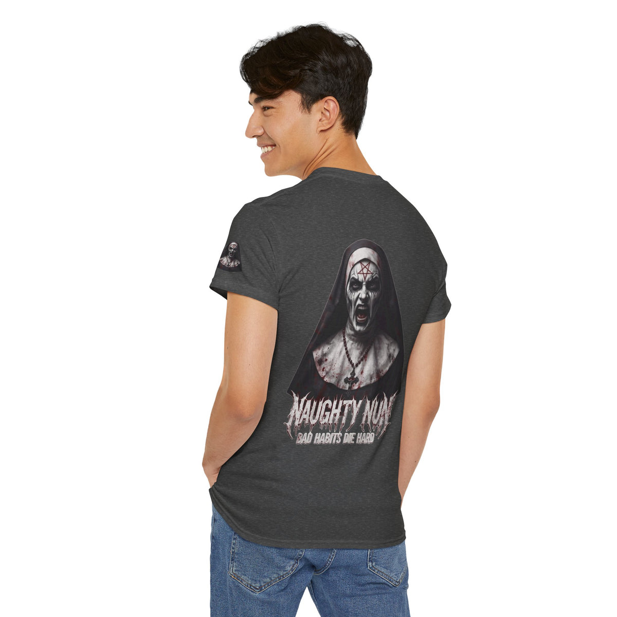 Color: Dark Heather | Naughty Nun Premium Graphic Tee