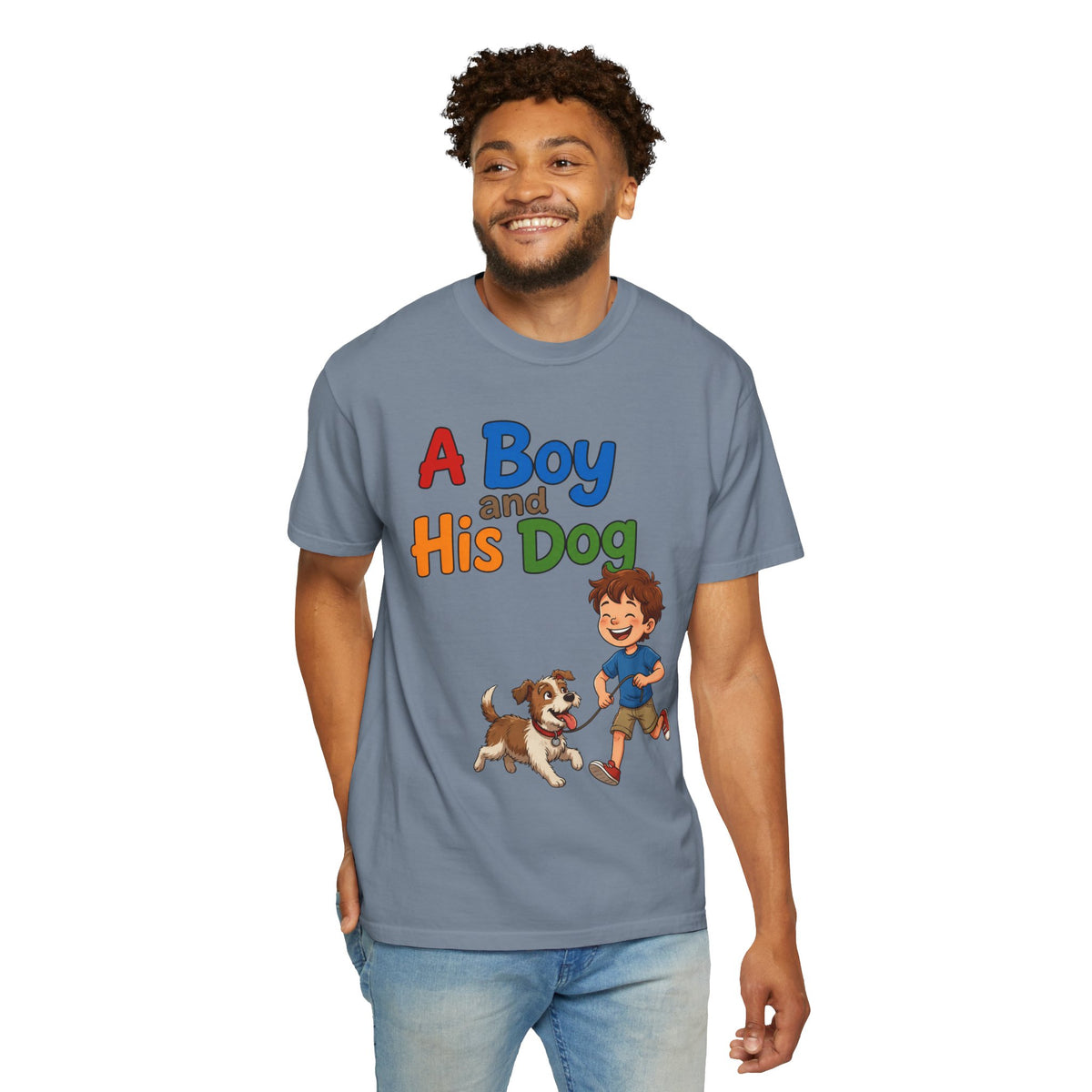 Color: Blue Jean | A Boy And His Dog Unisex Garment-Dyed Tee
