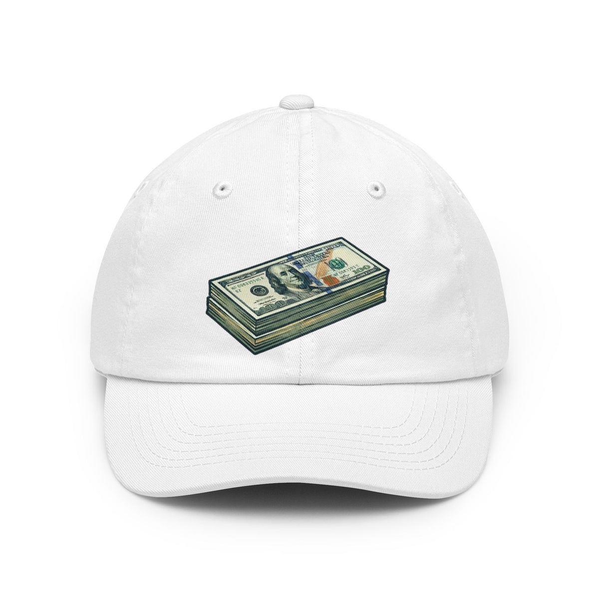 Color: White | 100 Bucks Dad Hat — Graphic