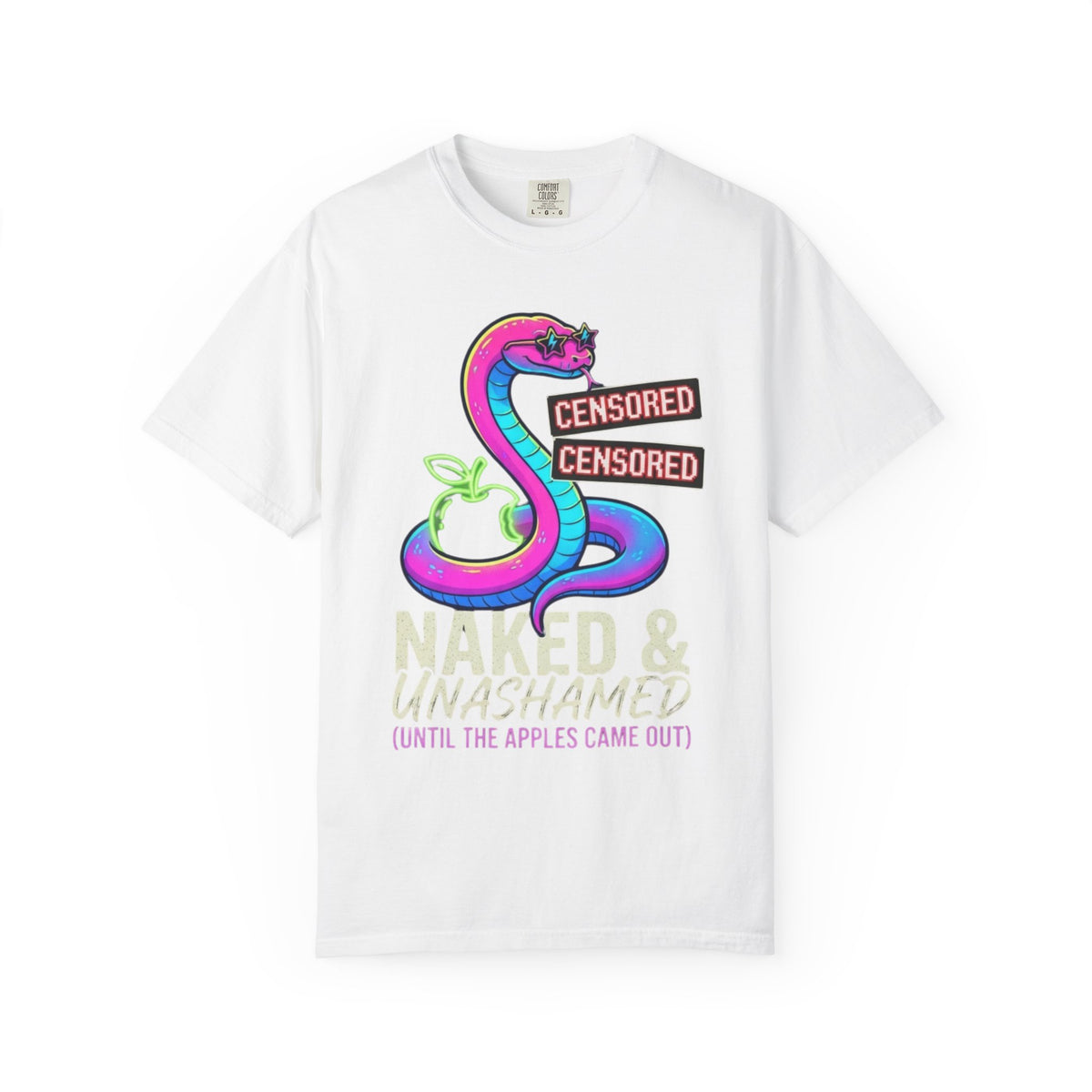 Color: White | Good Book Series Naked & Unashamed Unisex Garment-Dyed Tee