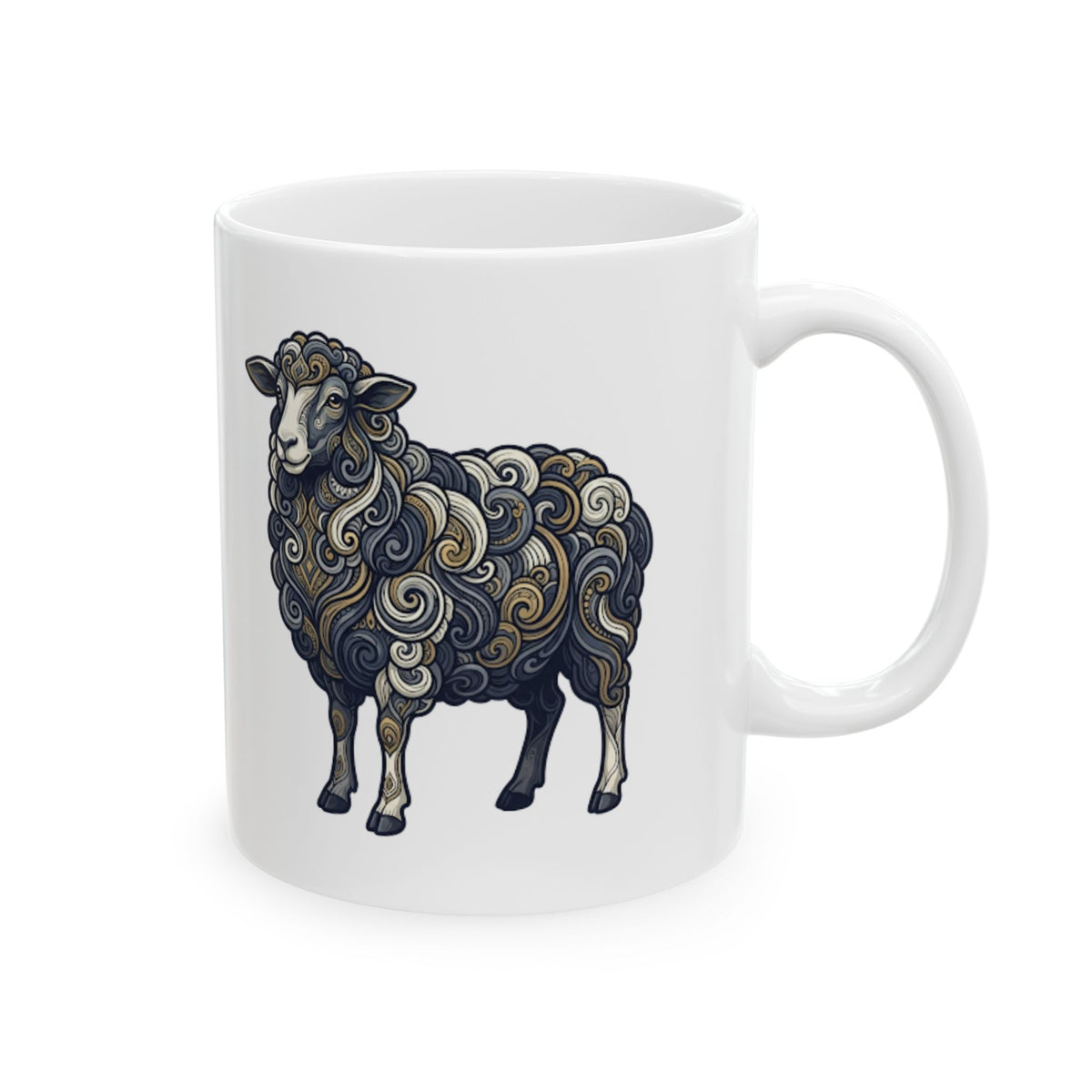 "Barnyard Sheep" White Ceramic Mug