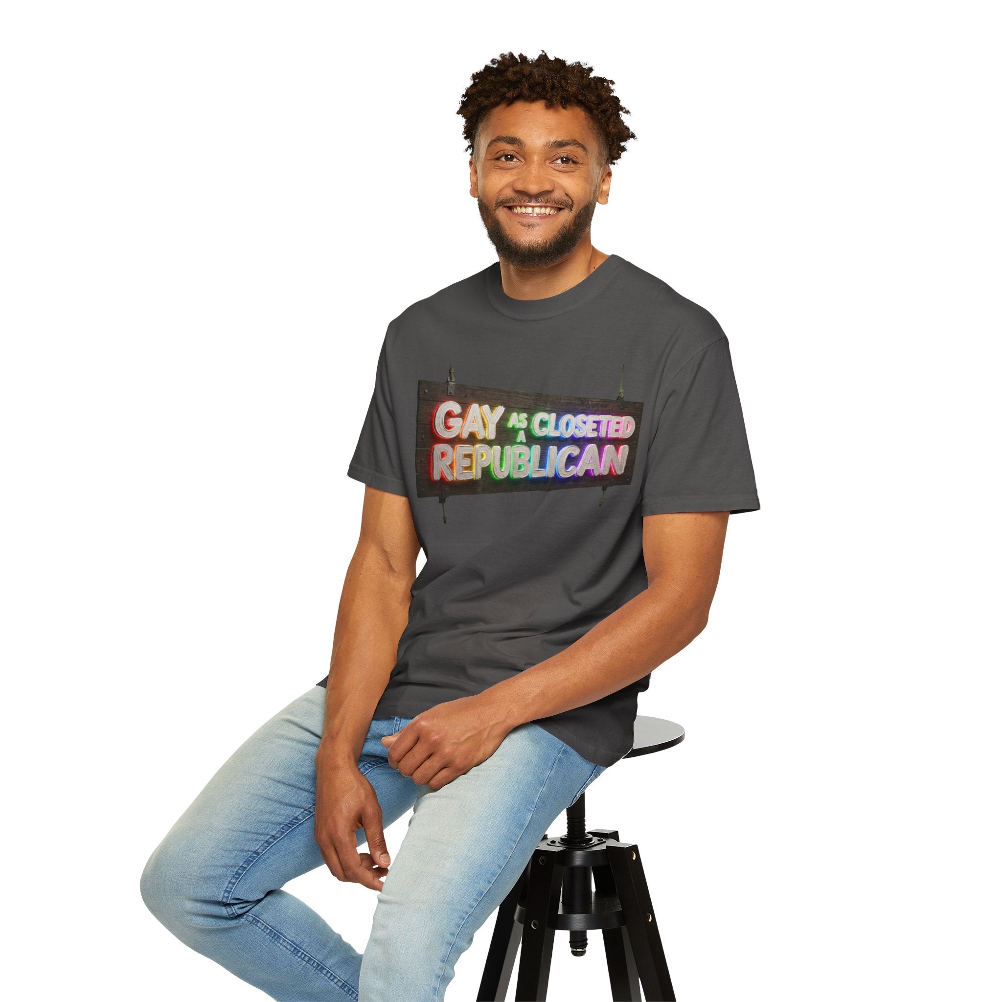 "Gay As a Closeted Republican" Unisex Garment-Dyed Tee