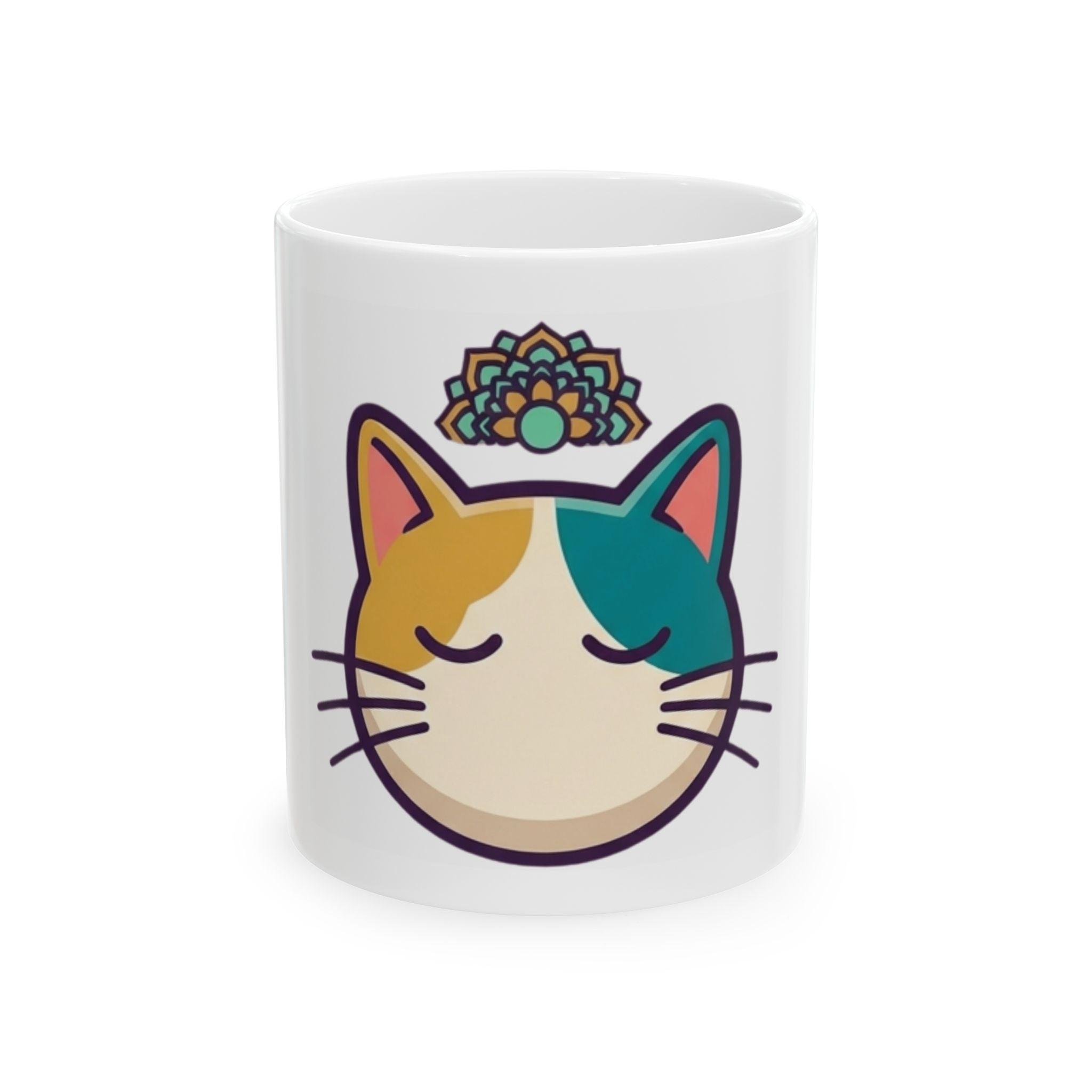 "Cat CALM" White Ceramic Mug — Graphic