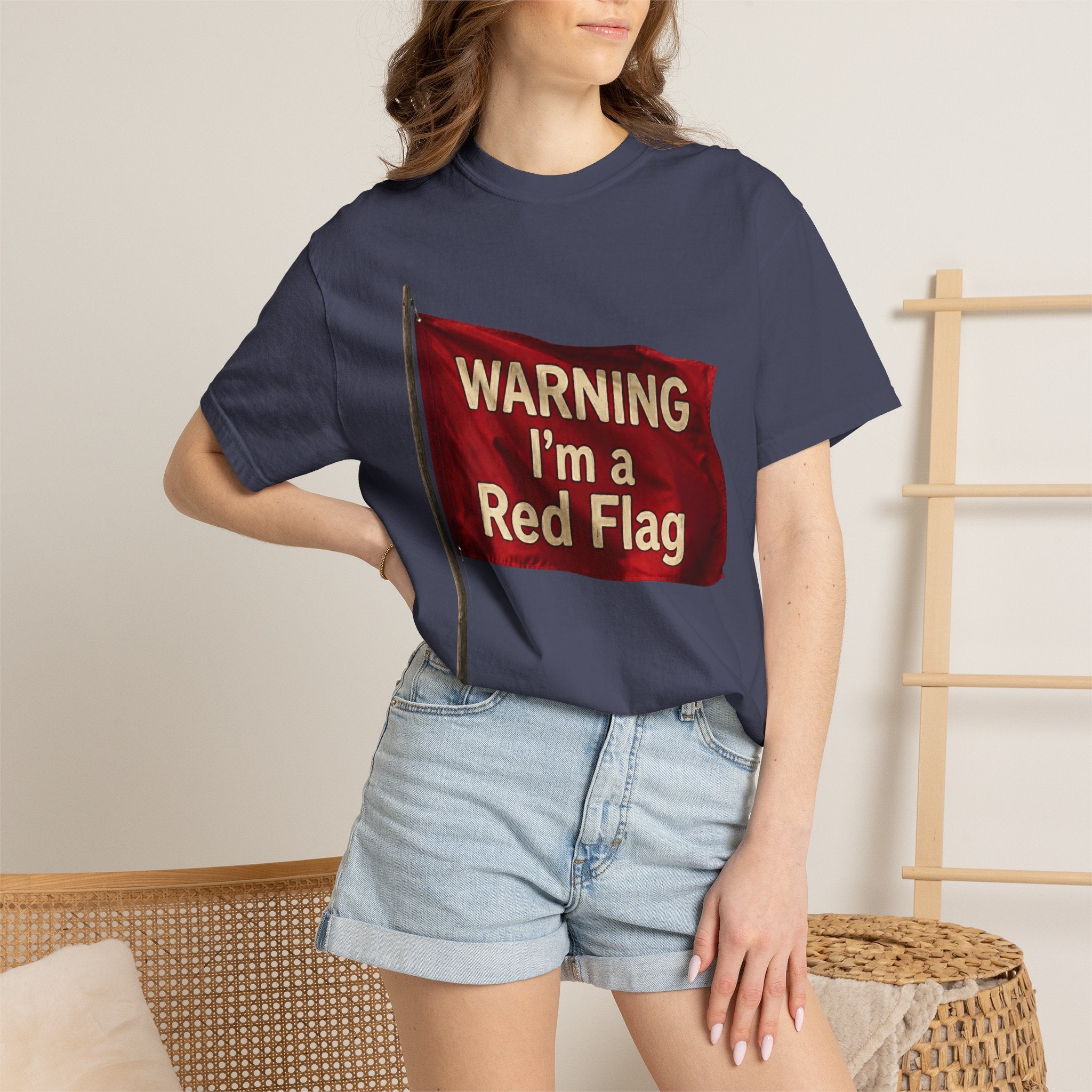 "Warning I'm A Red Flag" Unisex Garment-Dyed Tee