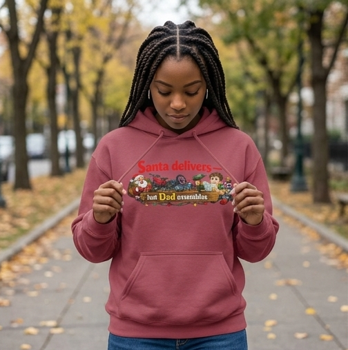 Santa's Easy Job - Dad's Assembly Hell | Garment-Dyed Hoodie — AttitudeShirts